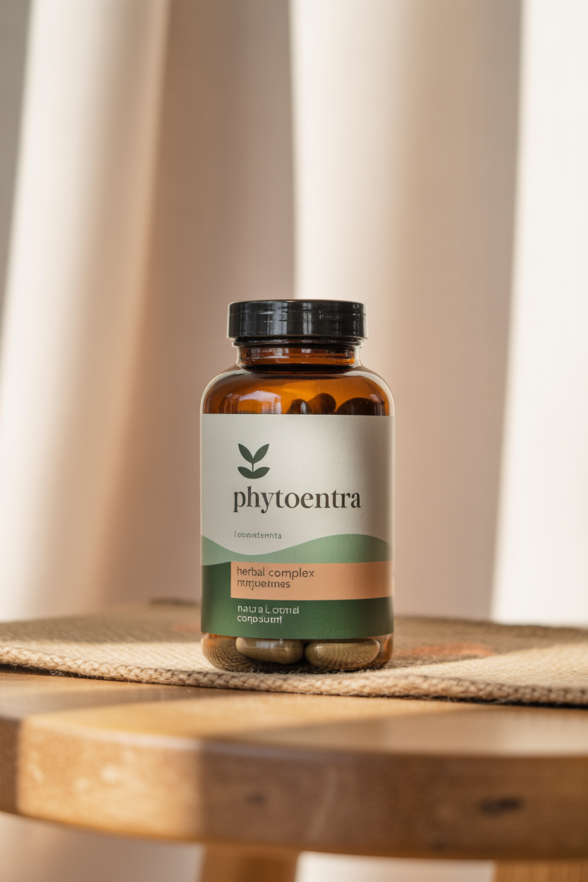 Phytoentra herbal complex supplement bottle with natural capsules